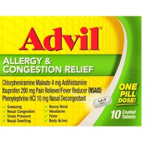 Advil Allergy Congestion Relief, Tablet, 10-Ct.